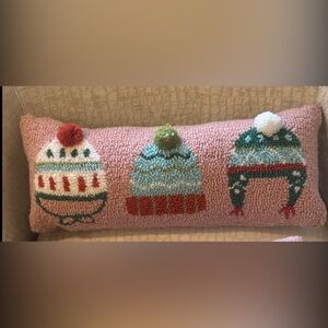 Festive Pink Holiday Pillow NWT